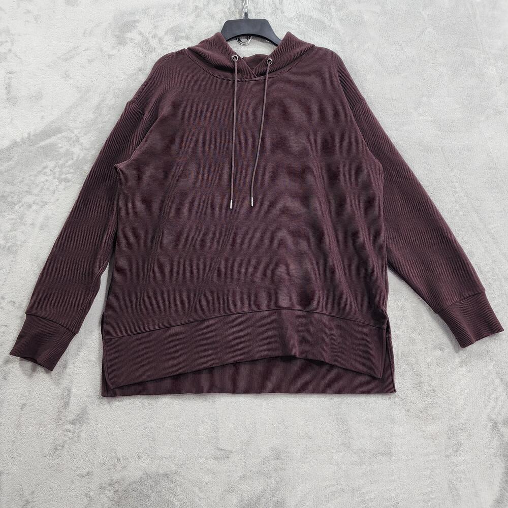 Maurices Hoodie Womens 2XL Brown Ribbed Knit High Low Hem Pullover Casual